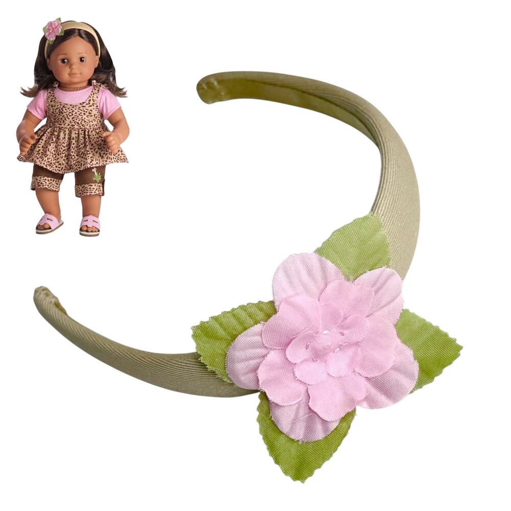 American Girl Bitty Baby Headband Pink Flower Jungle Capris Doll Hair Accessory